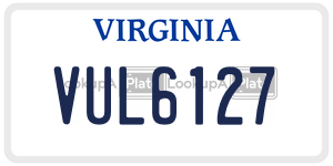 VUL6127  license plate in VA