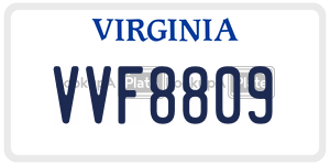 VVF8809  license plate in VA