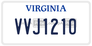 VVJ1210  license plate in VA