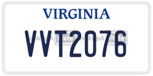 VVT2076  license plate in VA