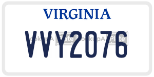 VVY2076  license plate in VA