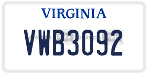 VWB3092  license plate in VA
