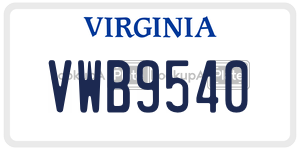 VWB9540 license plate in Virginia