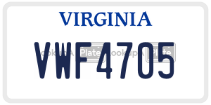 VWF4705 license plate in Virginia