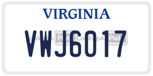 VWJ6017  license plate in VA