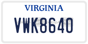 VWK8640  license plate in VA