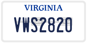 VWS2820  license plate in VA