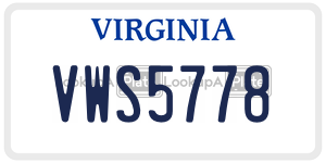 VWS5778  license plate in VA
