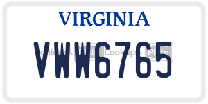 VWW6765  license plate in VA