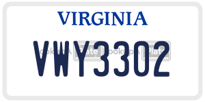 VWY3302  license plate in VA