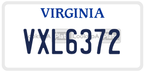 VXL6372  license plate in VA