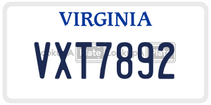 VXT7892  license plate in VA
