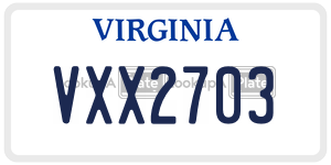 VXX2703  license plate in VA