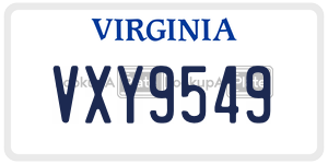 VXY9549  license plate in VA