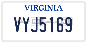 VYJ5169  license plate in VA