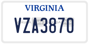 VZA3870  license plate in VA
