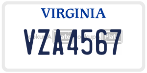 VZA4567 license plate in Virginia