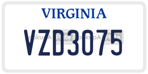 VZD3075  license plate in VA