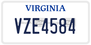 VZE4584 license plate in Virginia