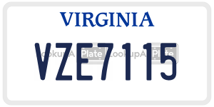VZE7115  license plate in VA