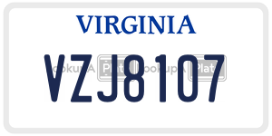 VZJ8107  license plate in VA
