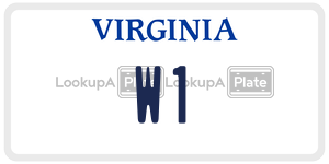 W1  license plate in VA