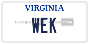 WEK license plate in Virginia