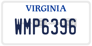 WMP6396  license plate in VA