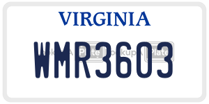 WMR3603  license plate in VA