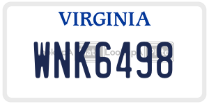 WNK6498  license plate in VA