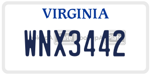 WNX3442 license plate in Virginia