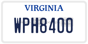 WPH8400  license plate in VA