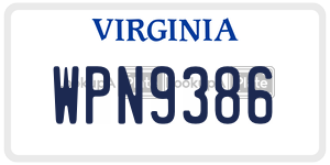 WPN9386  license plate in VA