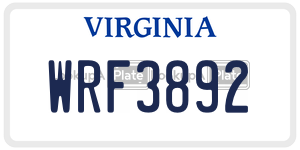 WRF3892  license plate in VA