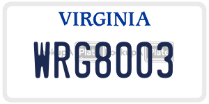 WRG8003  license plate in VA
