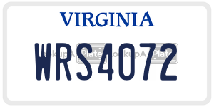 WRS4072  license plate in VA