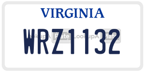 WRZ1132  license plate in VA