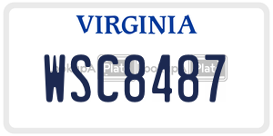 WSC8487  license plate in VA