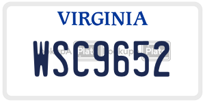 WSC9652  license plate in VA
