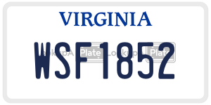 WSF1852  license plate in VA