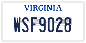 WSF9028 license plate in Virginia