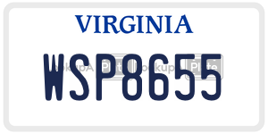 WSP8655 license plate in Virginia