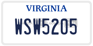 WSW5205  license plate in VA