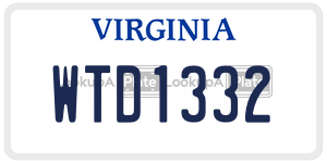 WTD1332  license plate in VA