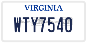 WTY7540  license plate in VA