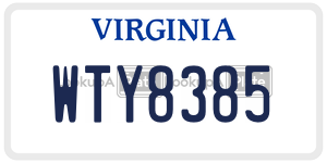 WTY8385  license plate in VA