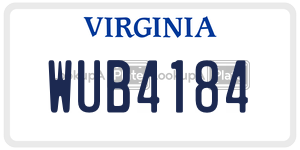 WUB4184  license plate in VA