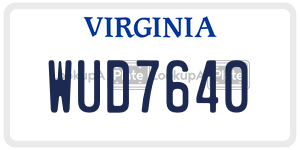 WUD7640  license plate in VA