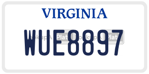 WUE8897  license plate in VA