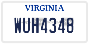 WUH4348  license plate in VA
